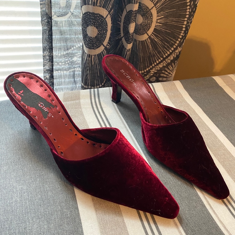 Velvet Kitten Heel Mule